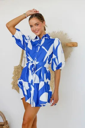 Simone Leaf Print Button-up Shirt Dress