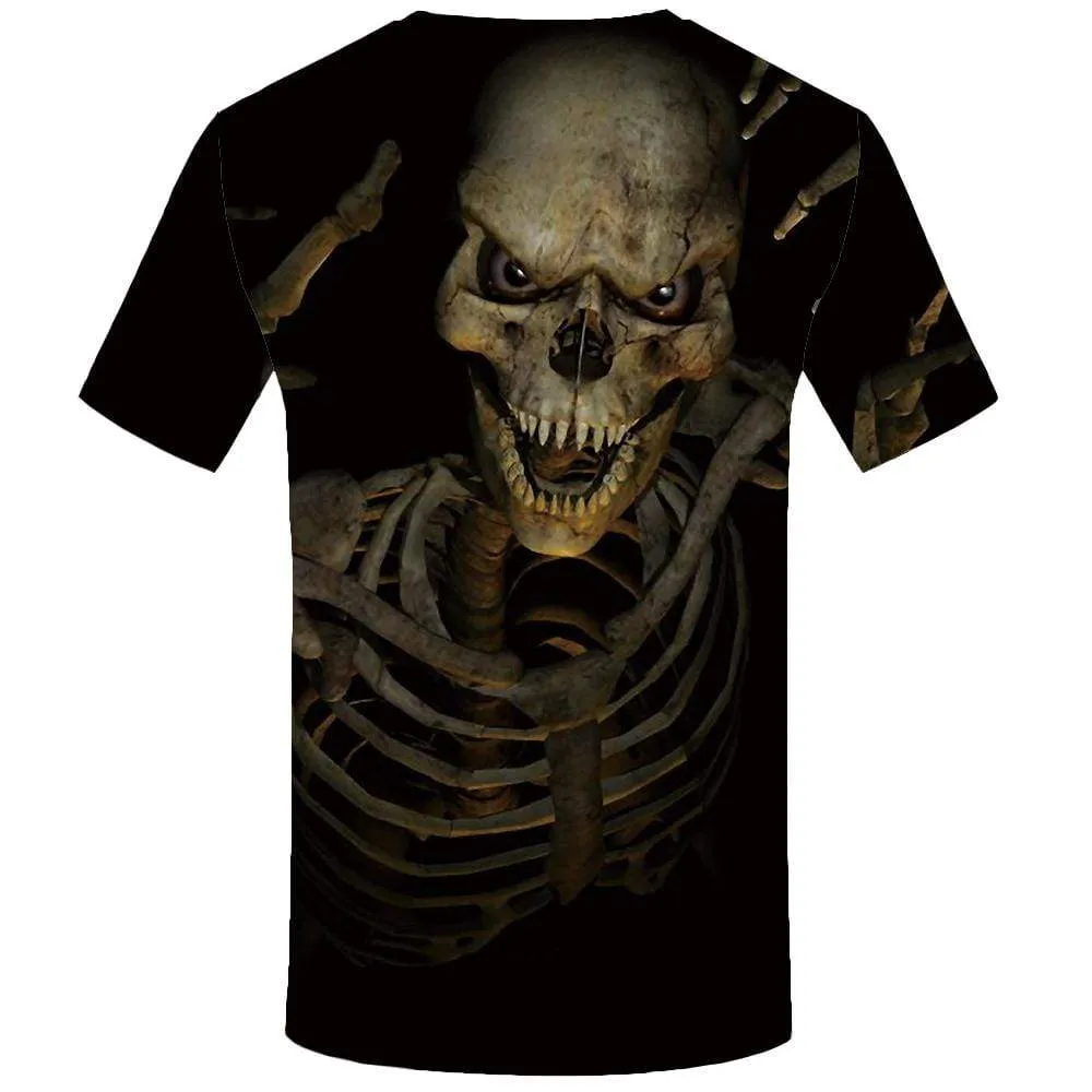 Skull T-shirts Men Skeleton Tshirts Print Gothic T shirts Funny Black Tshirt Anime Punk Rock T-shirt 3d Mens Clothing Hip hop