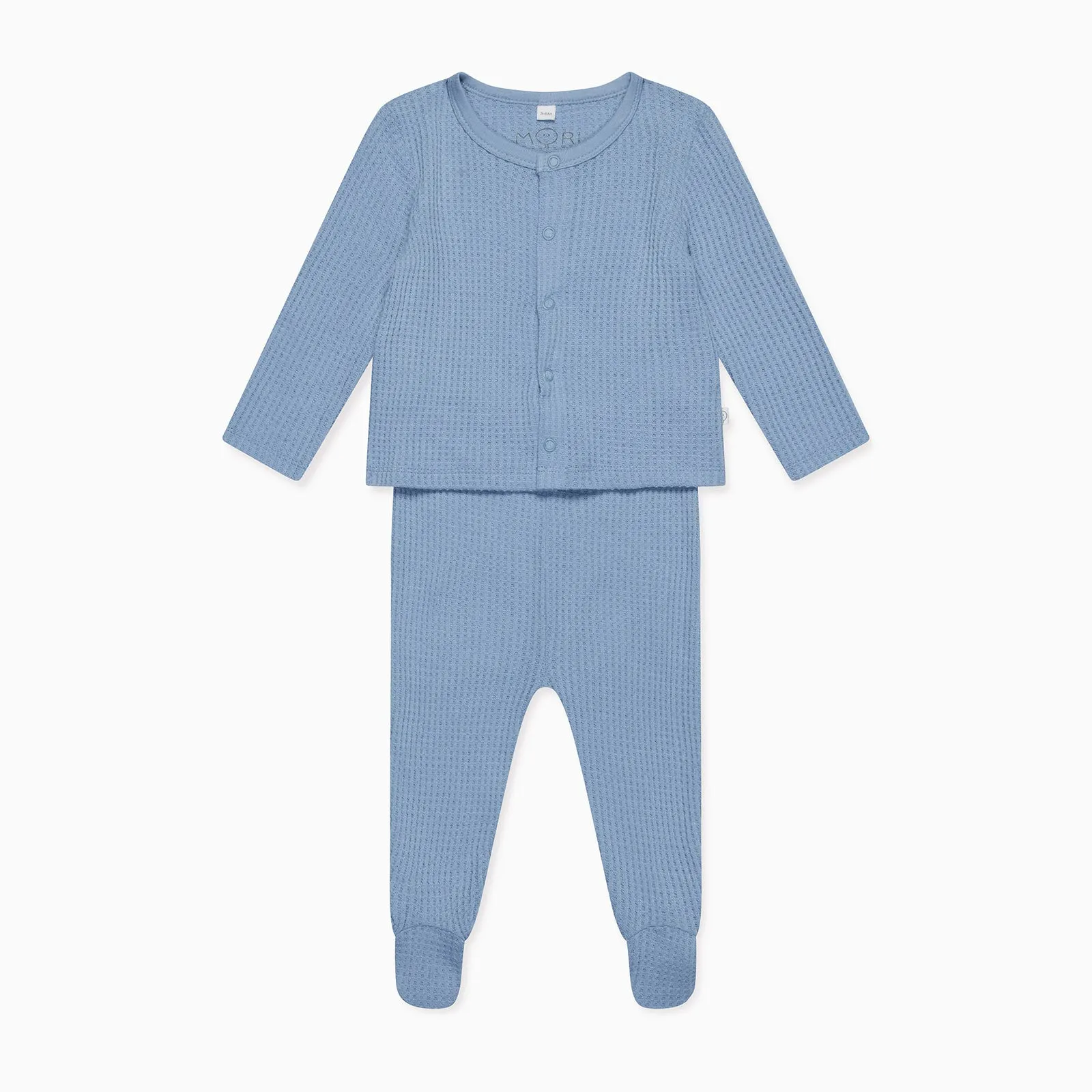 Sky Waffle Cardigan & Footed Leggings Outfit
