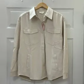Soft Pleather Button Shacket Cream