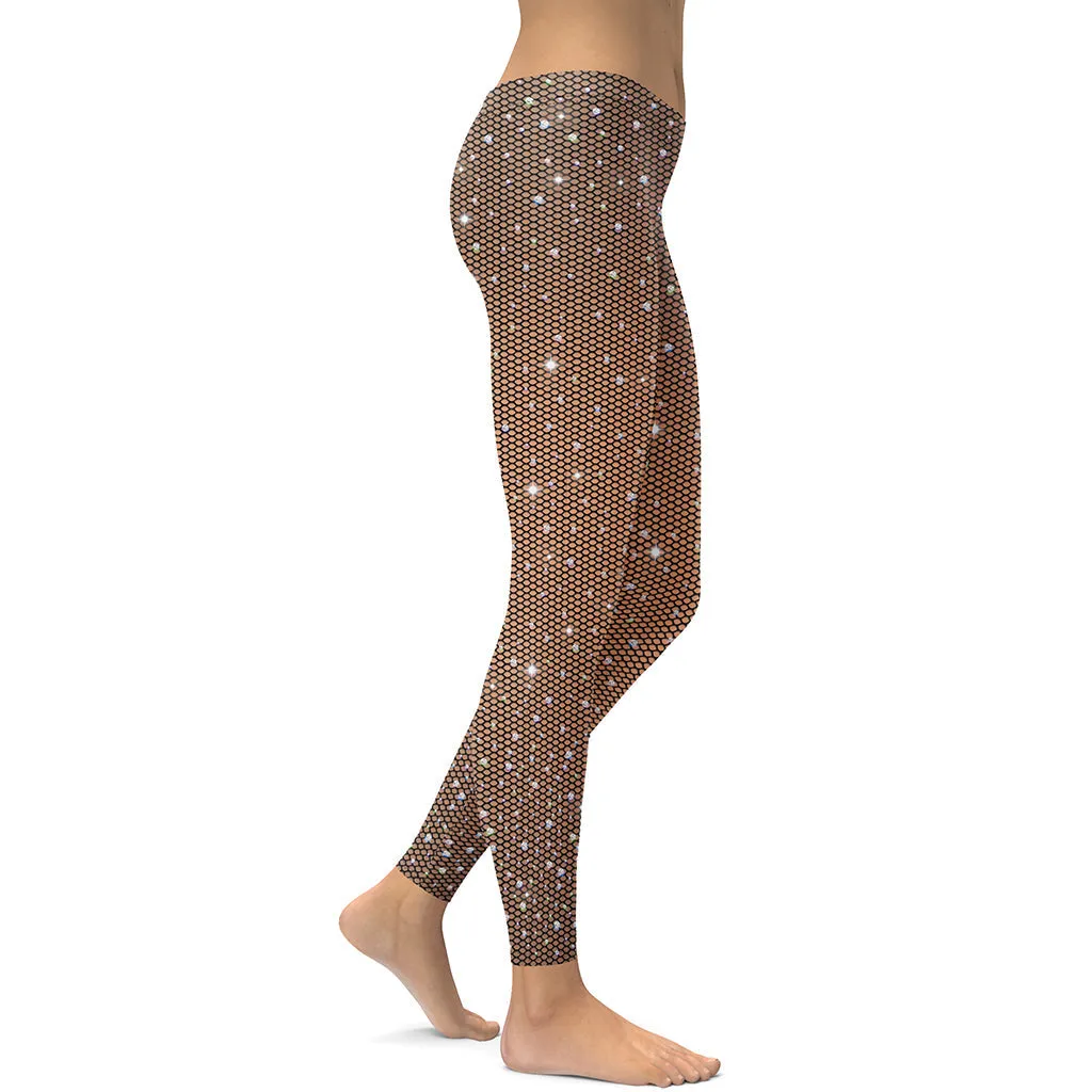 Sparkle Fishnet Print Leggings