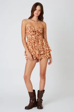 Strapless Floral Smocked Romper