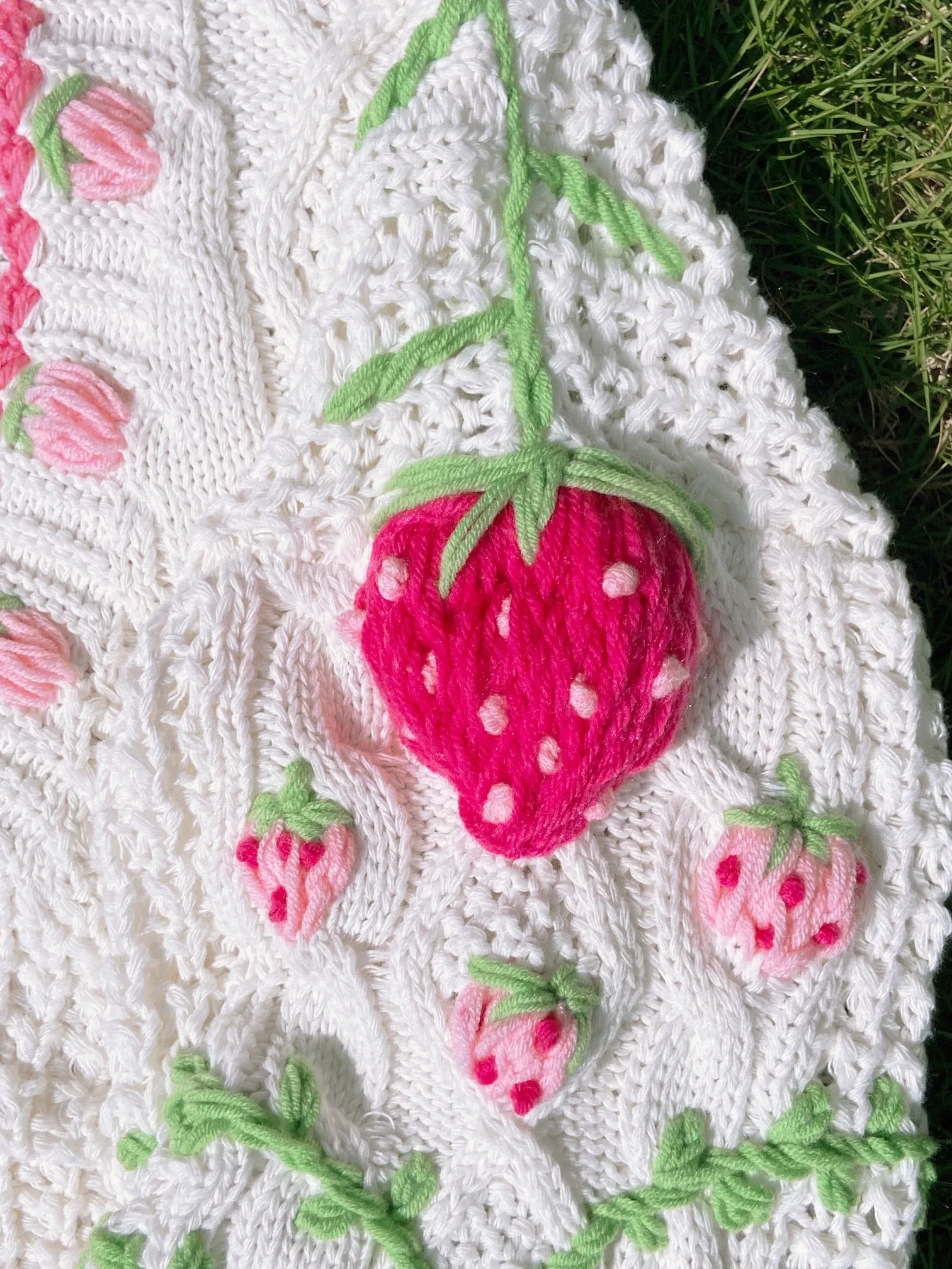 Strawberry Hand Embroidery Cardigan Sweater