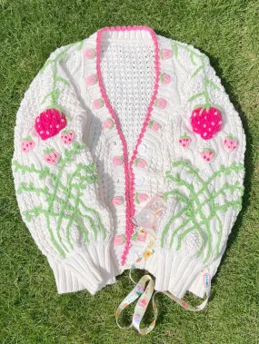 Strawberry Hand Embroidery Cardigan Sweater