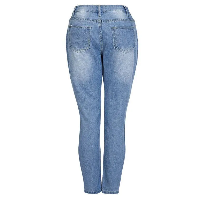 stretch hole pencil jeans