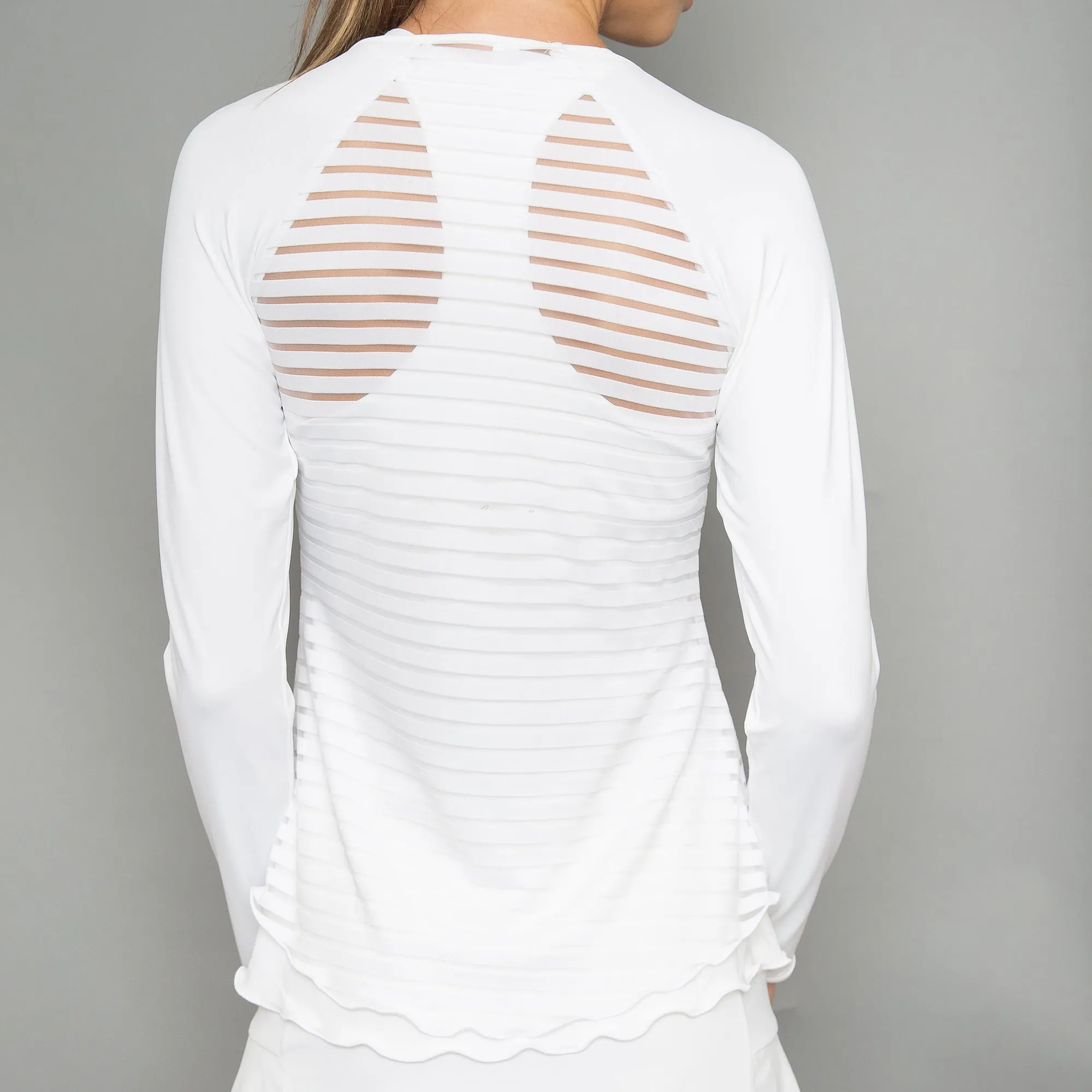Stripe Mesh Sheer-body Top