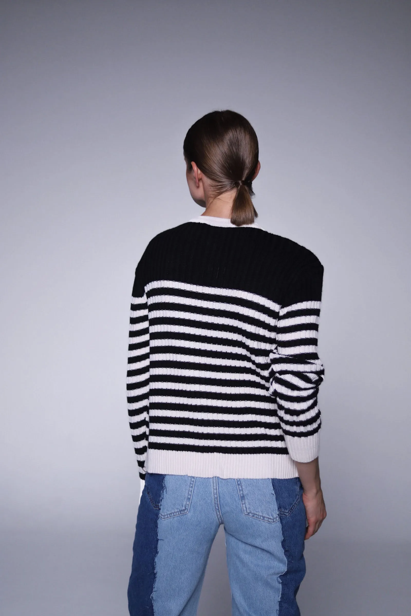 Striped cardigan with jewel buttons