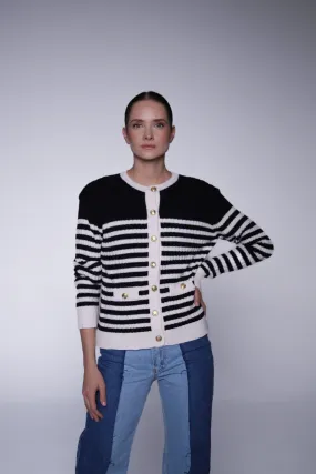 Striped cardigan with jewel buttons