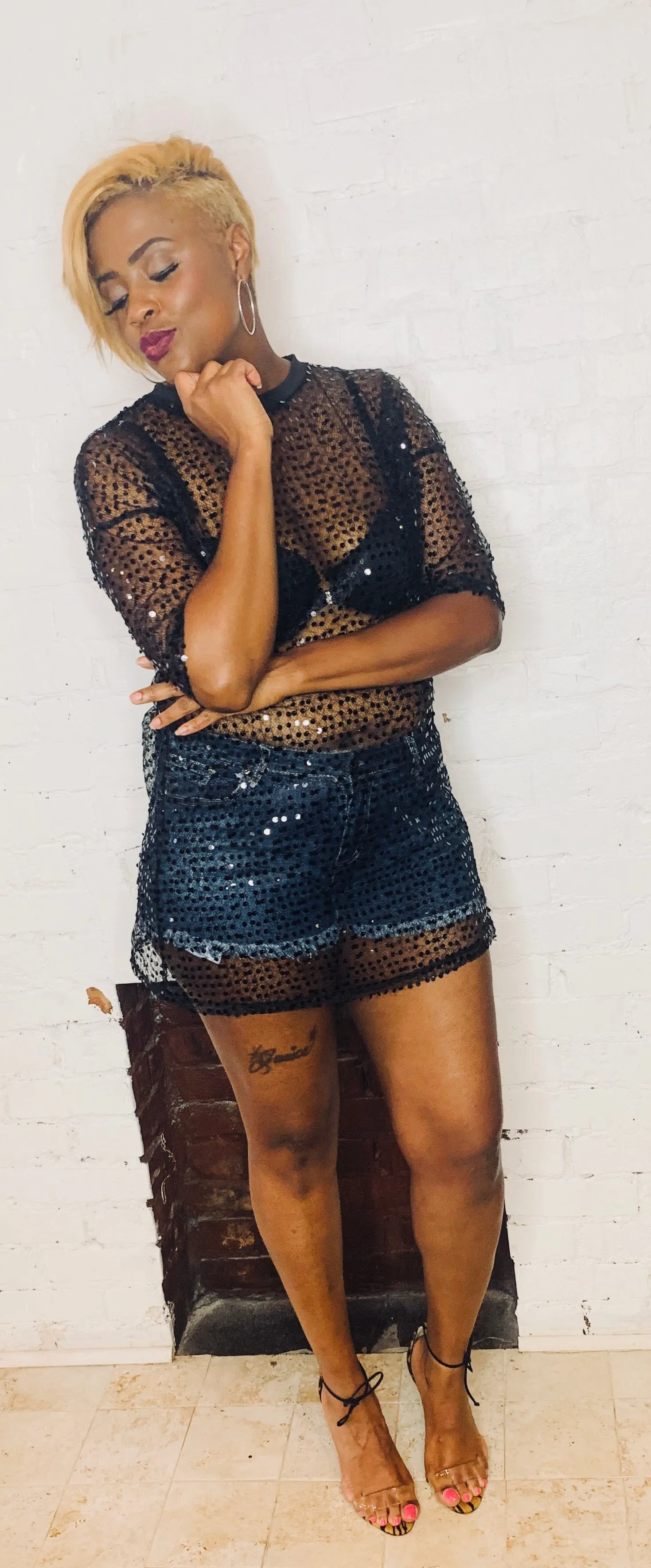 STYLEBRITY Sequins Peekaboo SHIRT