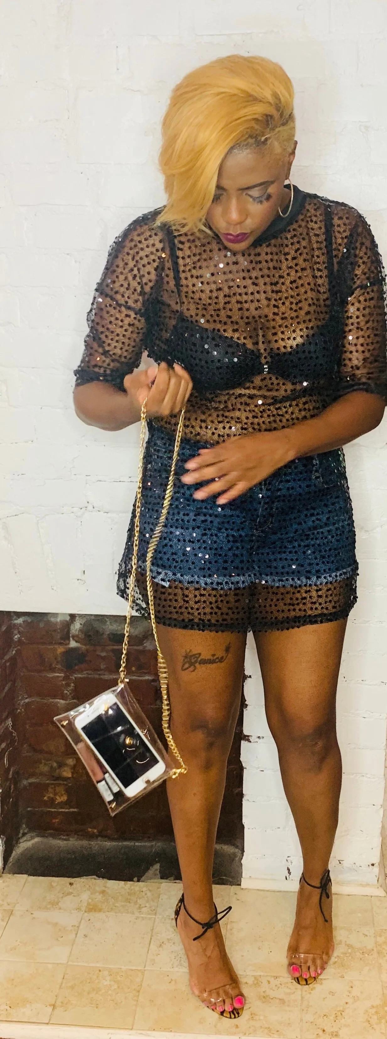 STYLEBRITY Sequins Peekaboo SHIRT