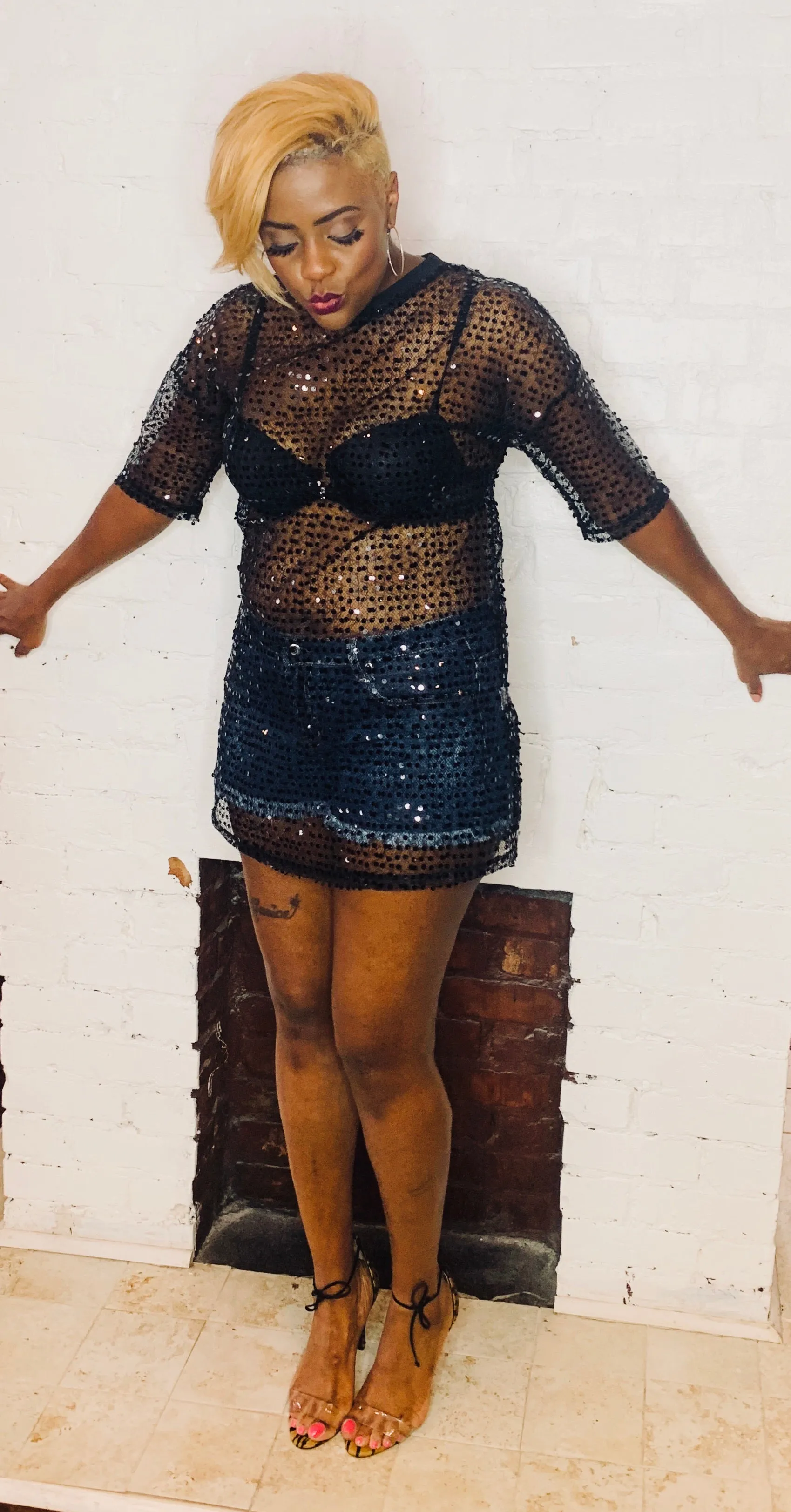 STYLEBRITY Sequins Peekaboo SHIRT