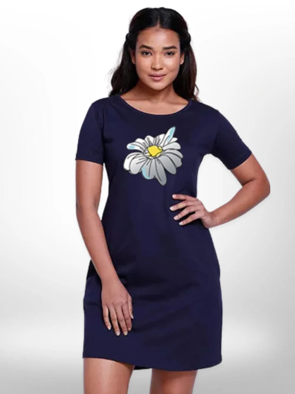 Stylish Flower Printed Long T-shirt For Women's