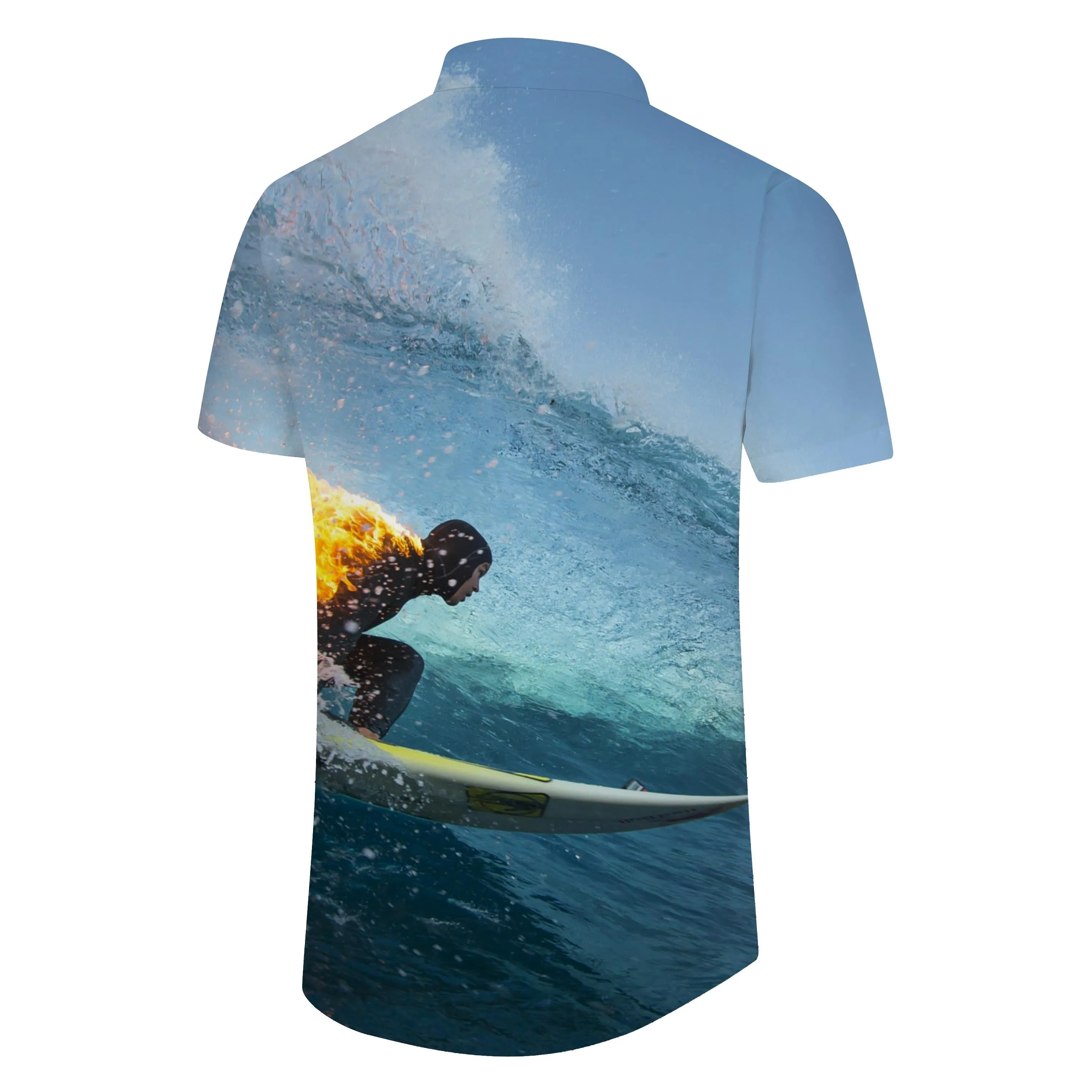 Summer Surf Men's Short Sleeve Hawaiian Print Button Beach Shirt