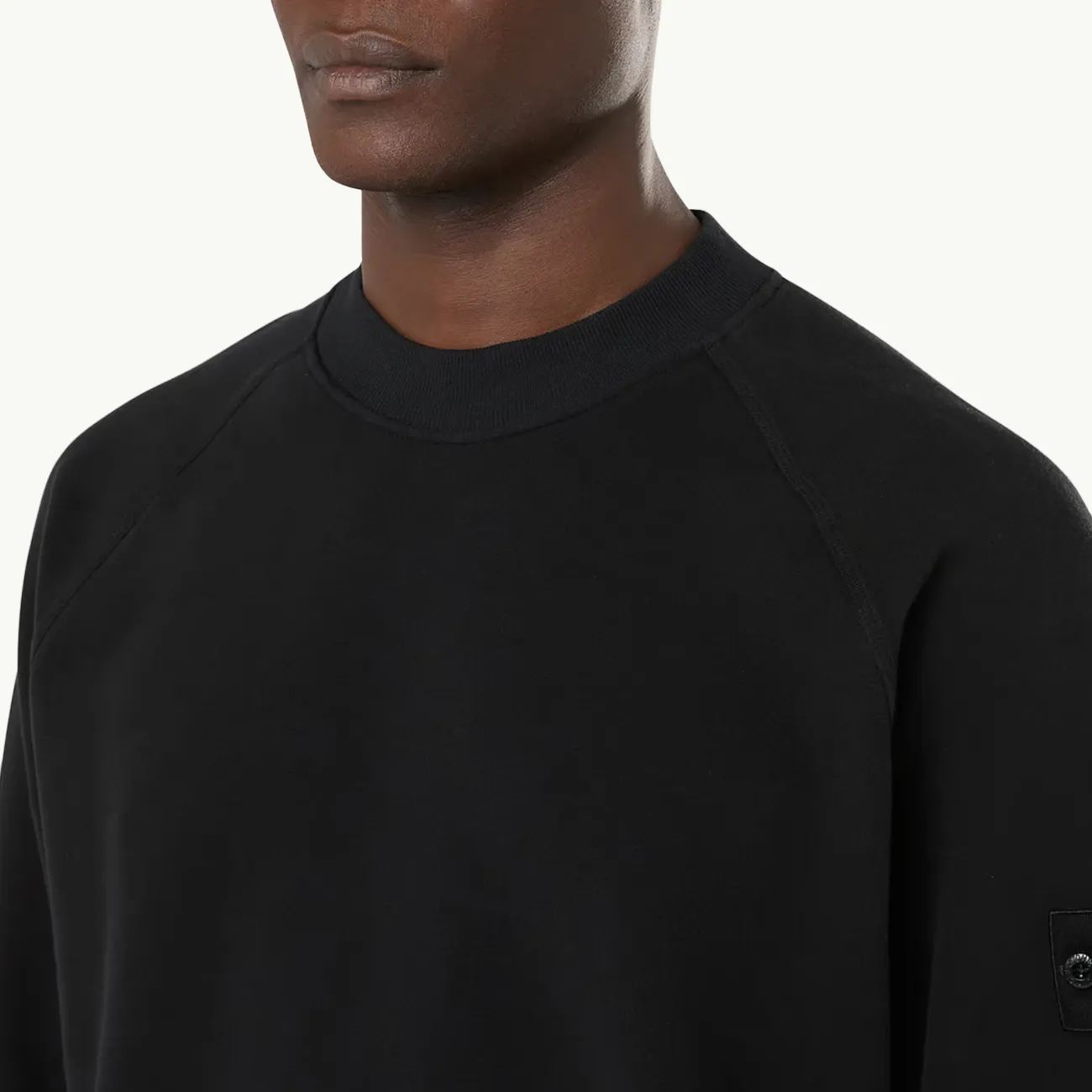 Sweatshirt Organic Cotton Raglan Crew Ghost Patch - Black 2981