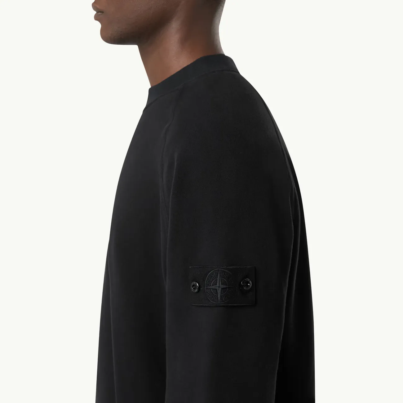 Sweatshirt Organic Cotton Raglan Crew Ghost Patch - Black 2981