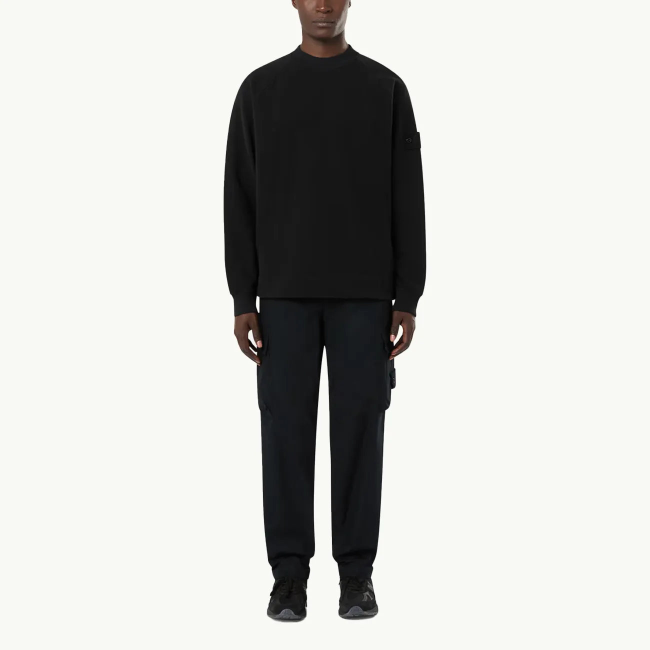 Sweatshirt Organic Cotton Raglan Crew Ghost Patch - Black 2981