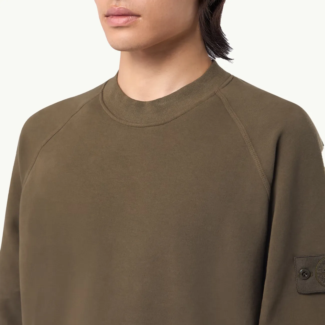 Sweatshirt Organic Cotton Raglan Crew Ghost Patch - Military Green 5481