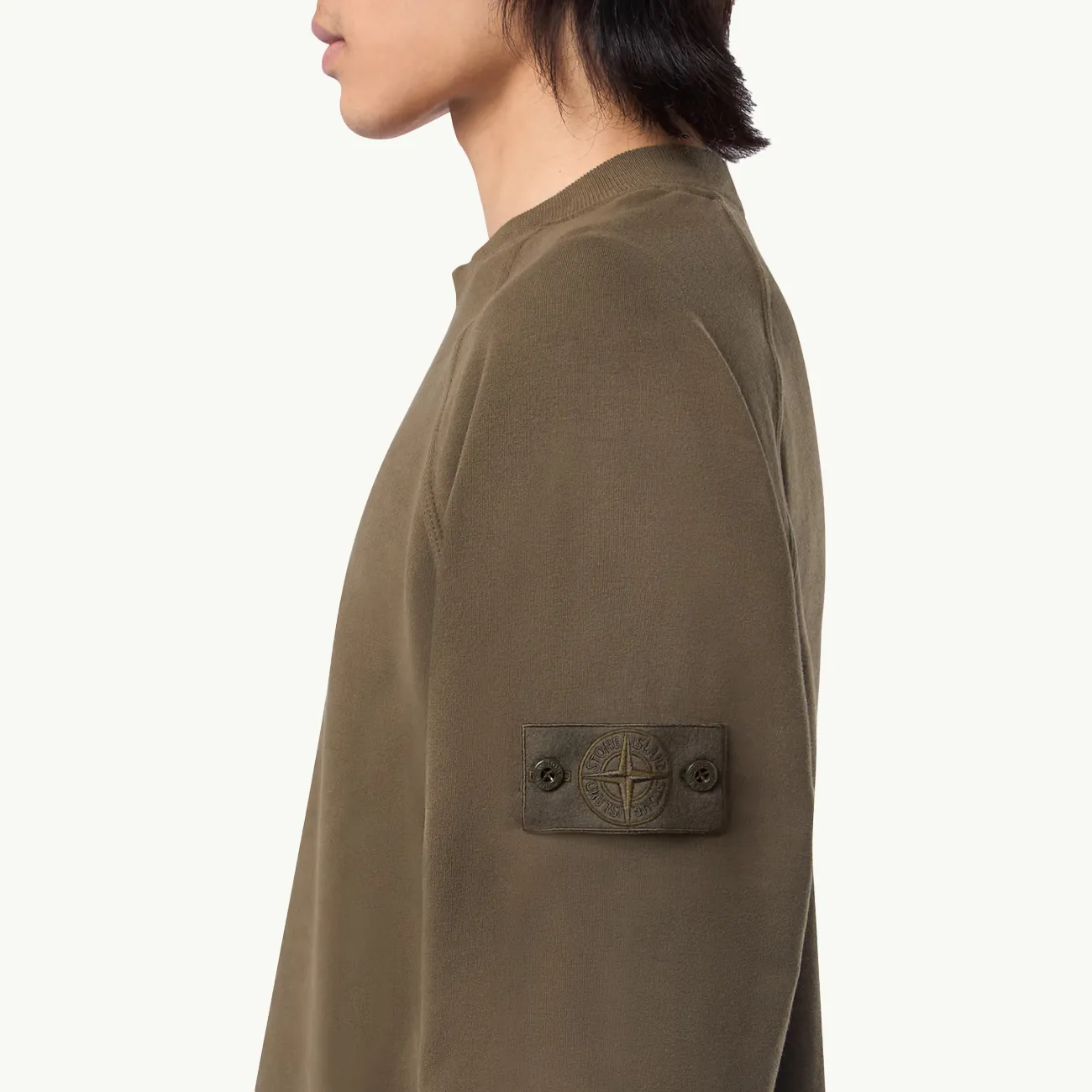Sweatshirt Organic Cotton Raglan Crew Ghost Patch - Military Green 5481
