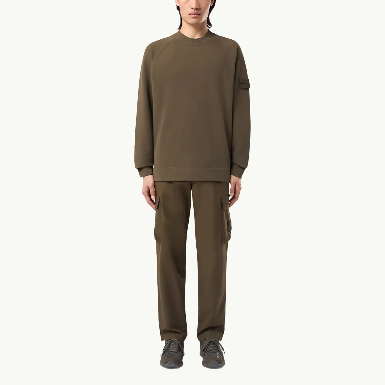 Sweatshirt Organic Cotton Raglan Crew Ghost Patch - Military Green 5481
