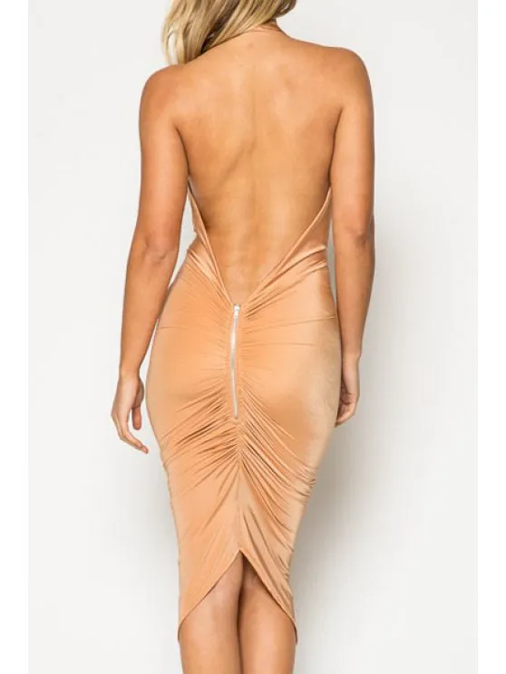 TastyHottie - Beautiful Solid Color Halterneck Bodycon Dress