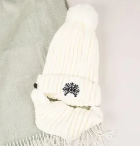 The Winter Brand - White Beanie   Face Mask Set