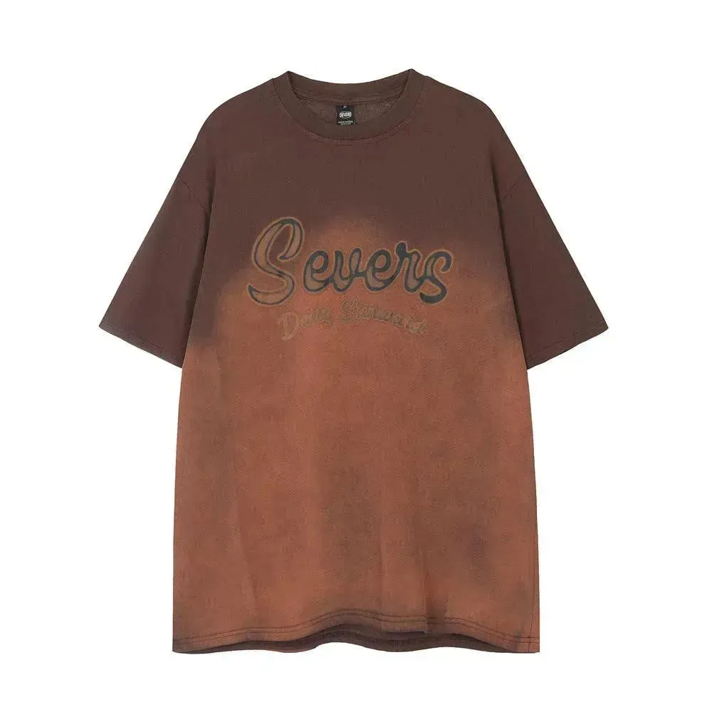Tie-dye Gradient Short-sleeved T-shirt Idle Style