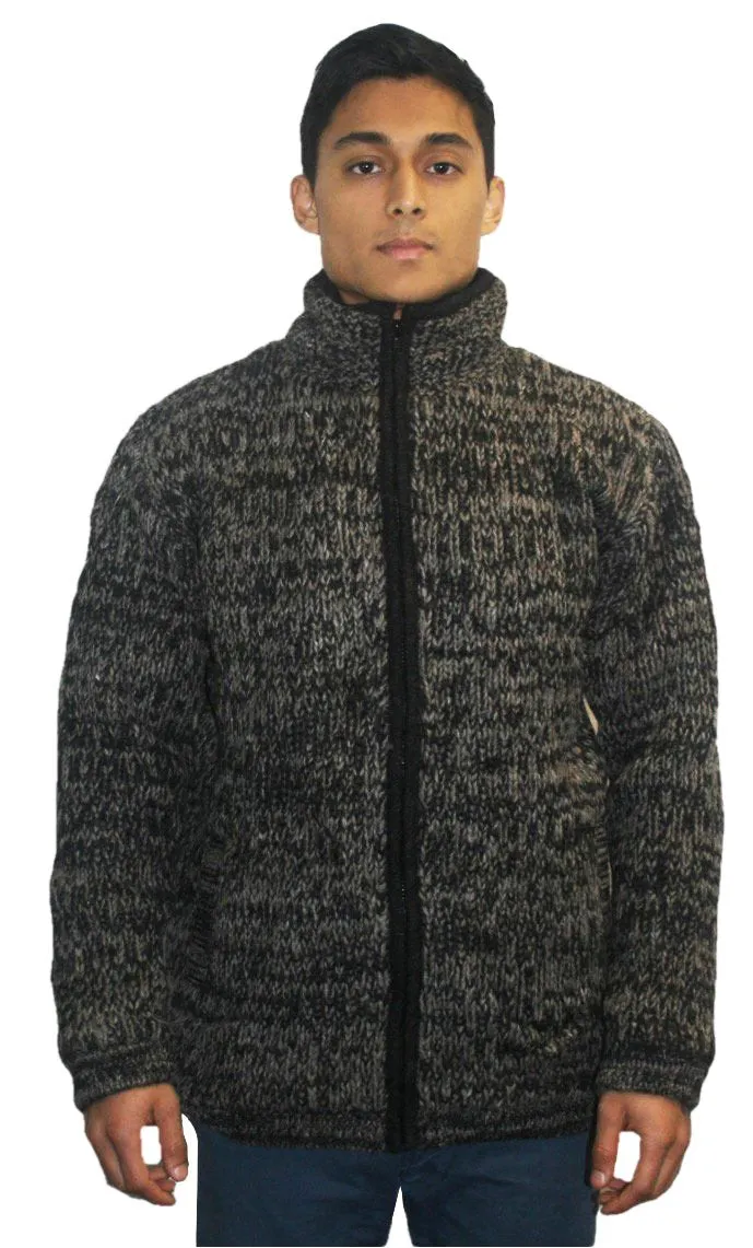 UFM 21 Blended Wool Fleece Lined Hand Knitted Sherpa Jacket