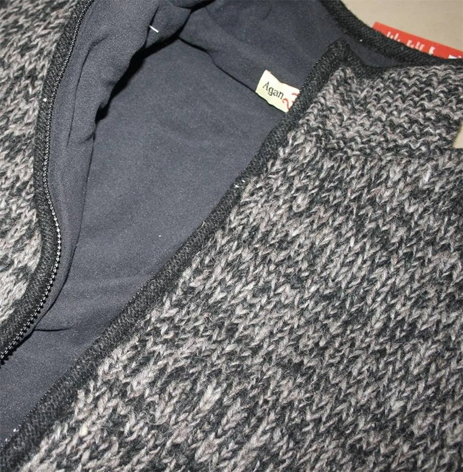 UFM 21 Blended Wool Fleece Lined Hand Knitted Sherpa Jacket