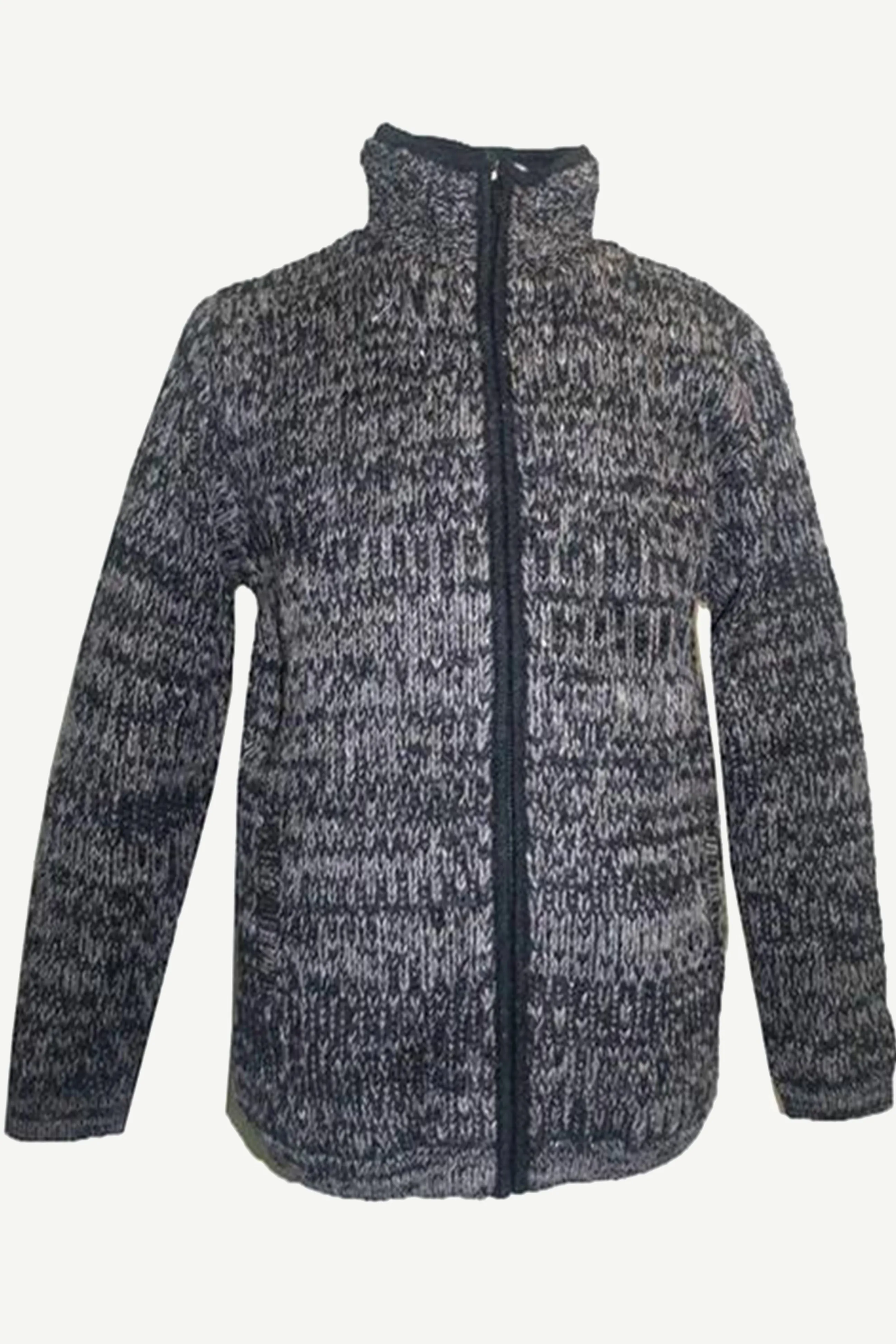 UFM 21 Blended Wool Fleece Lined Hand Knitted Sherpa Jacket
