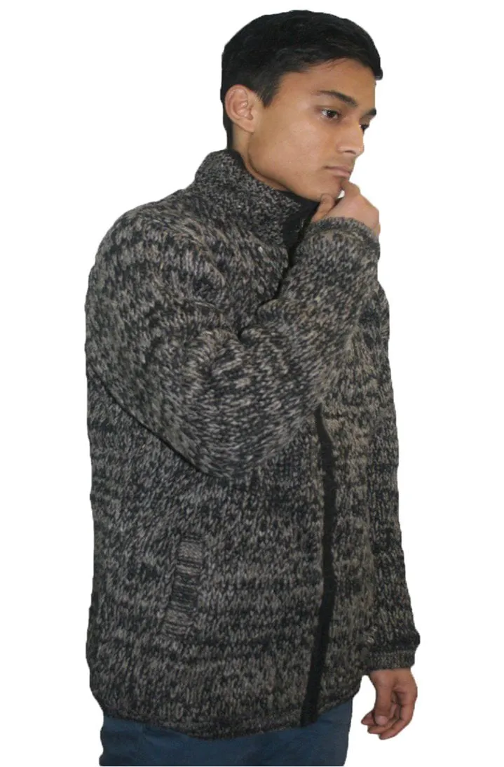 UFM 21 Blended Wool Fleece Lined Hand Knitted Sherpa Jacket