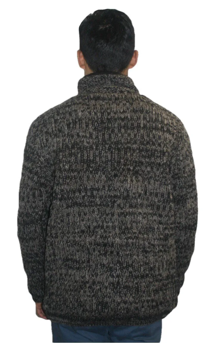 UFM 21 Blended Wool Fleece Lined Hand Knitted Sherpa Jacket