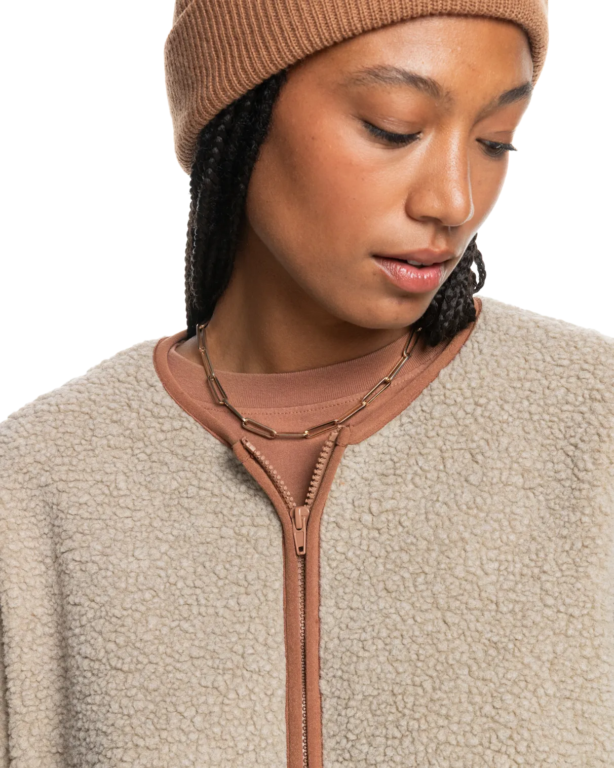Uni Polar Zip Fleece Jacket in Twill