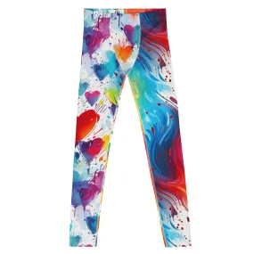 Valentines Day Hearts, Leggings for Men - Colorful Leggings, Valentines Day Gifts, Holiday Leggings, Yoga Leggings