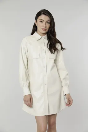 Vegan Leather Shirt Dress