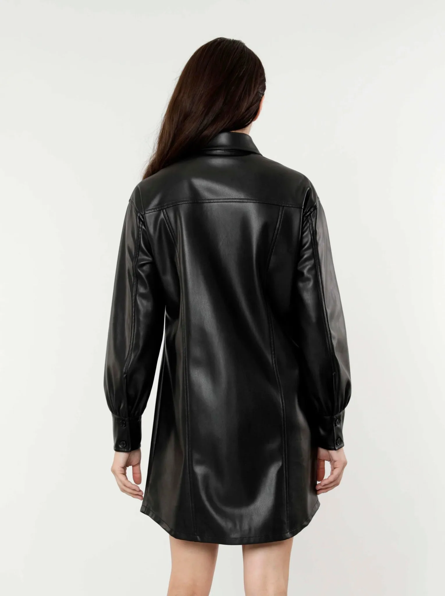 Vegan Leather Shirt Dress