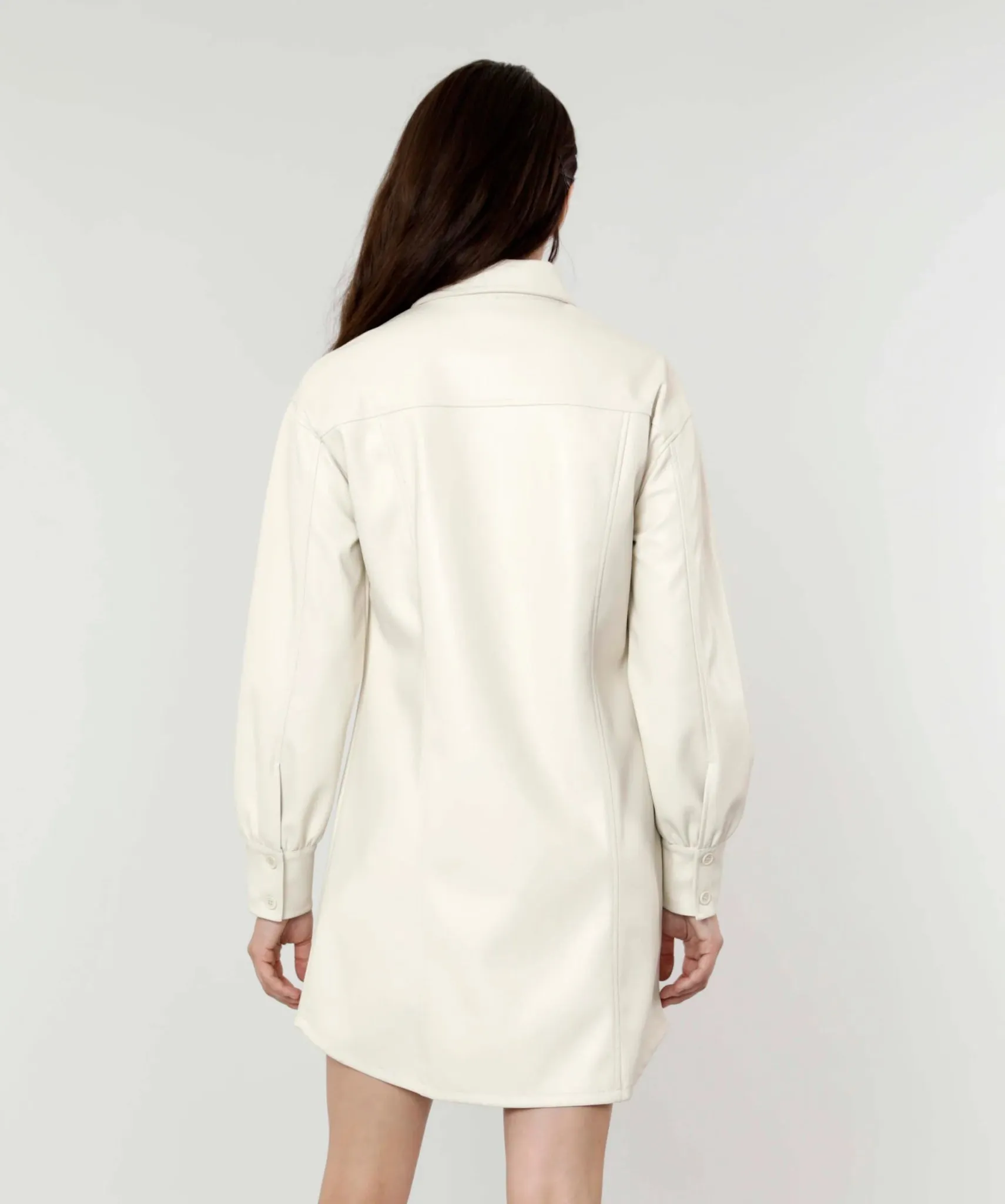 Vegan Leather Shirt Dress