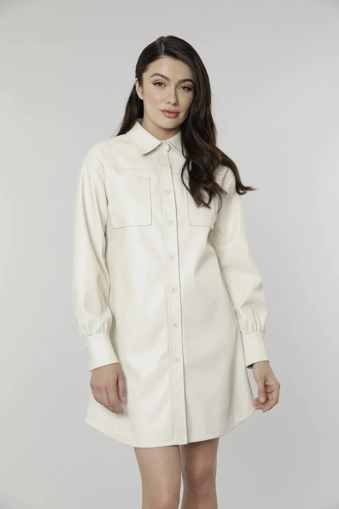 Vegan Leather Shirt Dress
