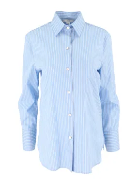 Vince Relaxed Straight Shirt in Sky Blue/Off White