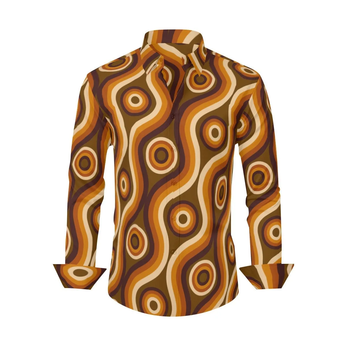 Vintage 70s style shirt, Retro Shirt Men, Hippie Shirt Men, Men's Brown shirt, 70s Shirt Men, 70s inspired shirt, Groovy Men's dress shirt