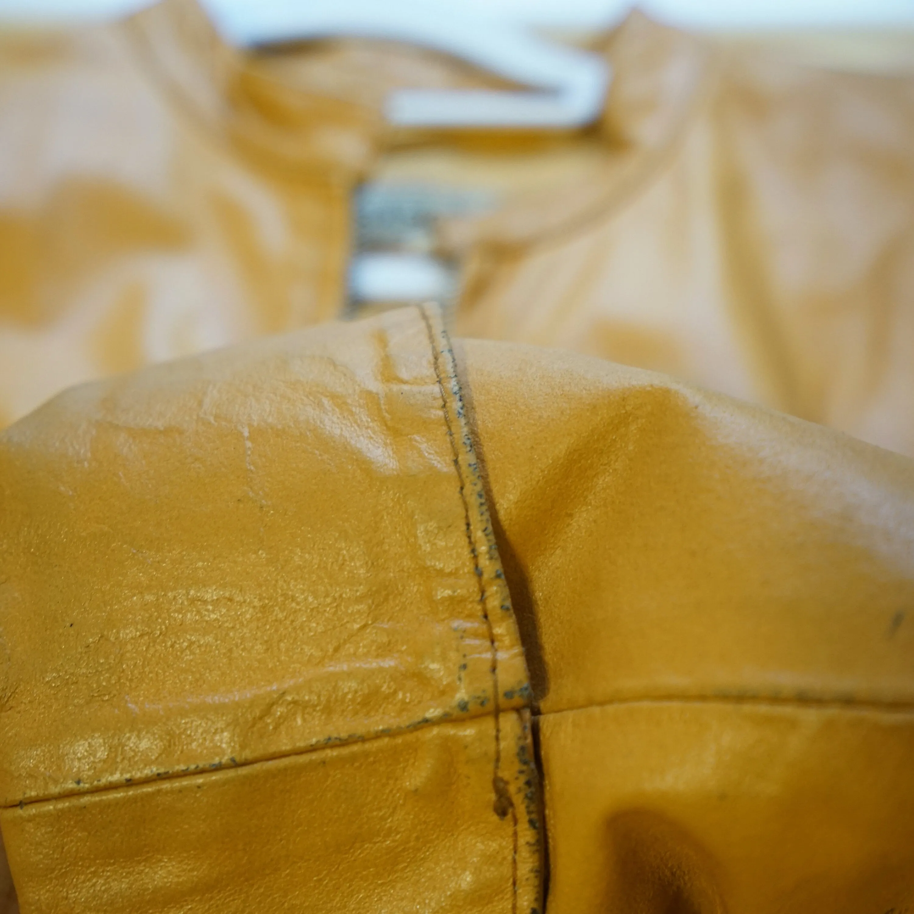 Vintage leather jacket Size L yellow