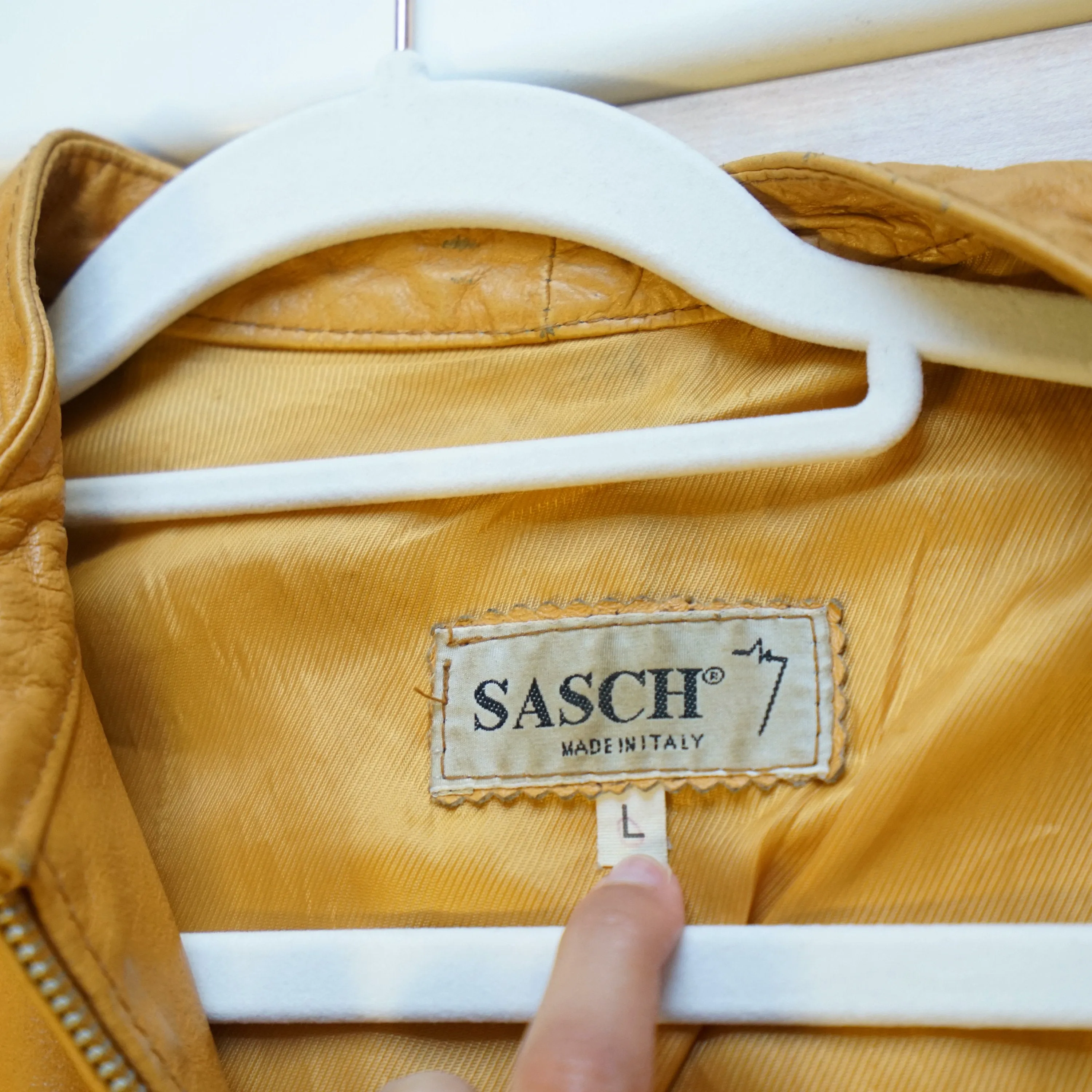 Vintage leather jacket Size L yellow