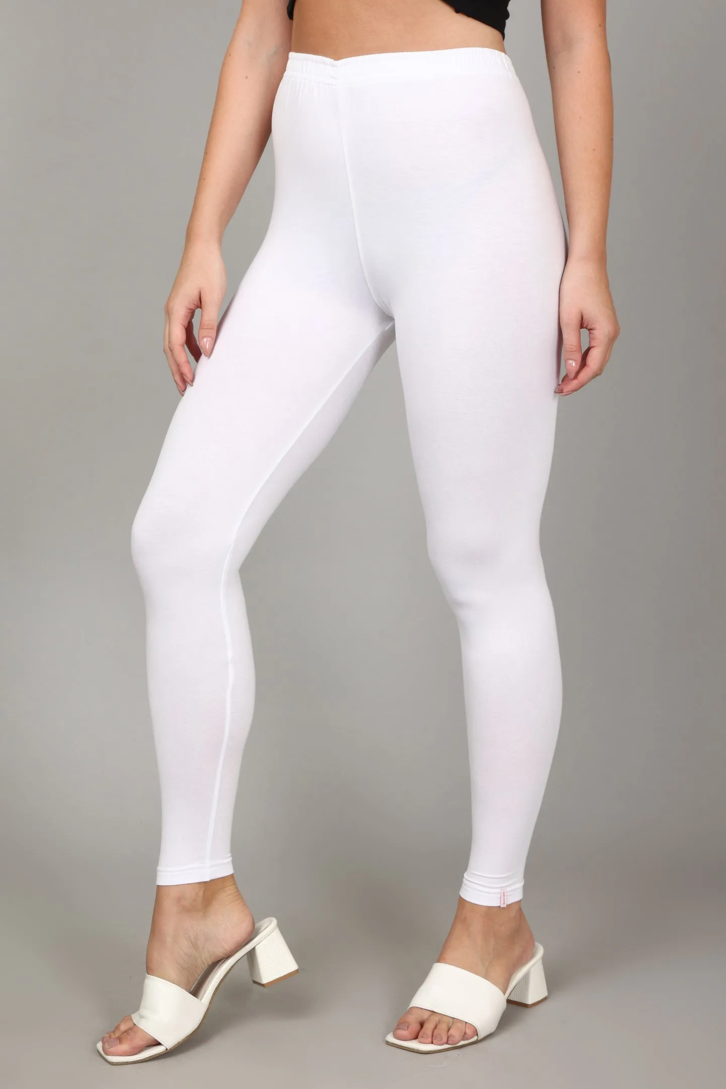 VISCOSE ANKLE LEGGINGS - WHITE