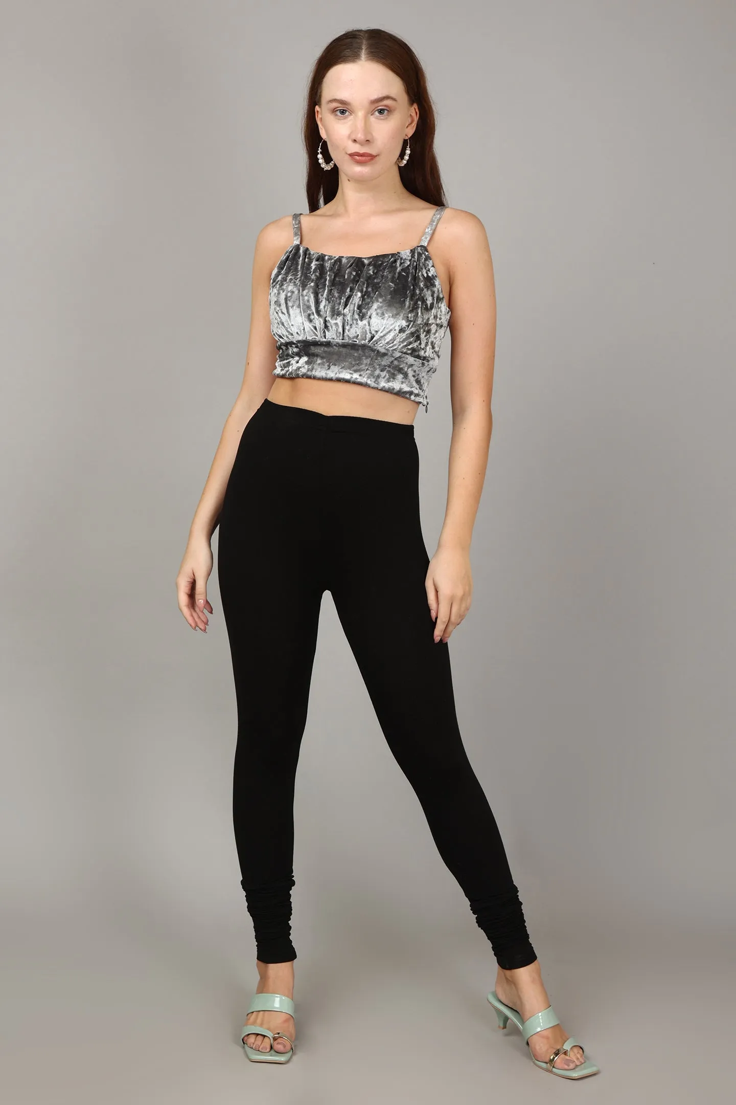 VISCOSE CHURIDAR LEGGINGS - BLACK