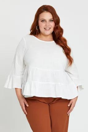 White 3/4 Sleeve Pink Layer Top