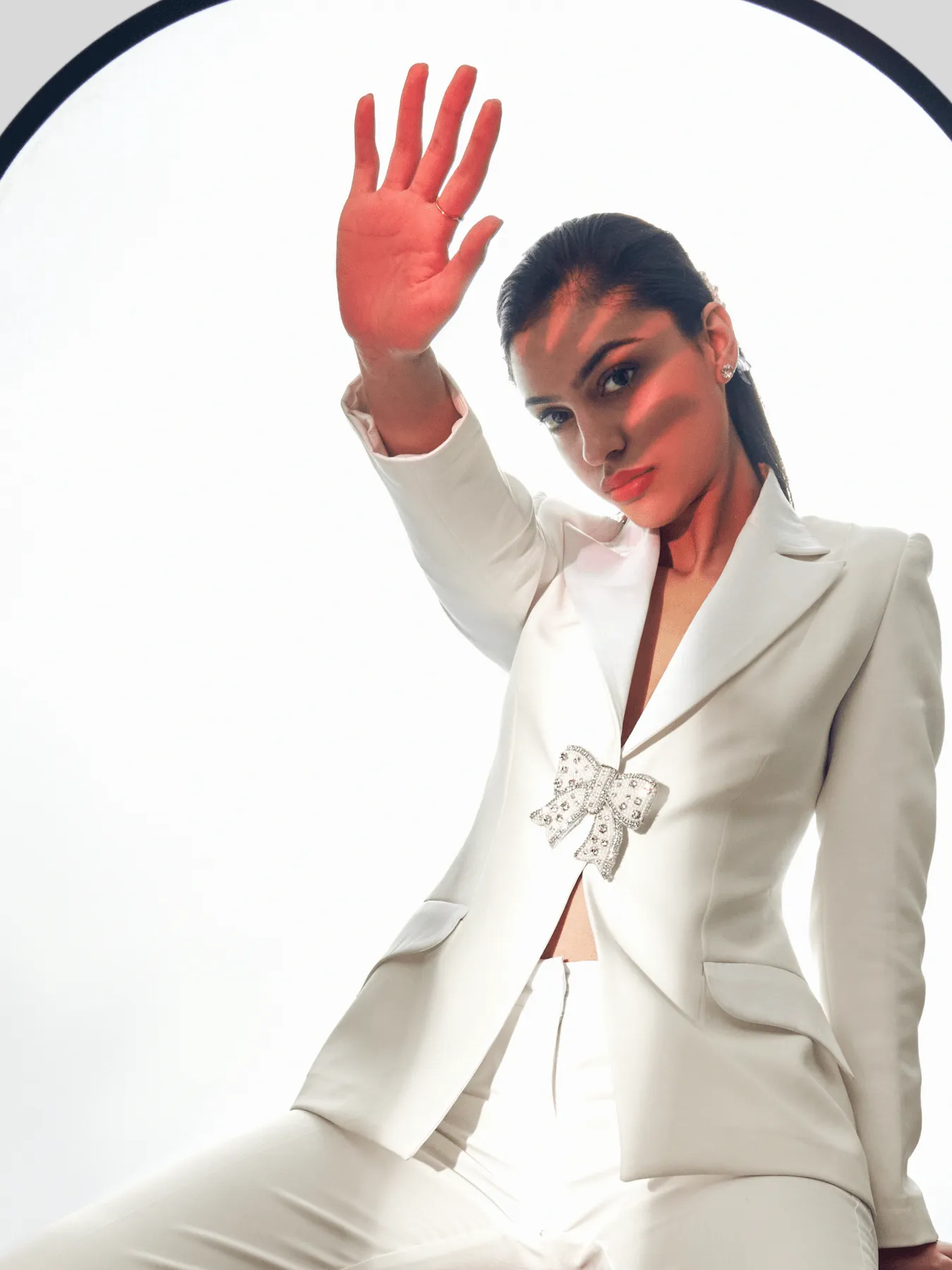 White Dinner Jacket with Bow on Front