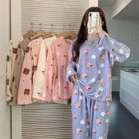 Winter Night Dress Free Size 2Pcs Set- HSF028