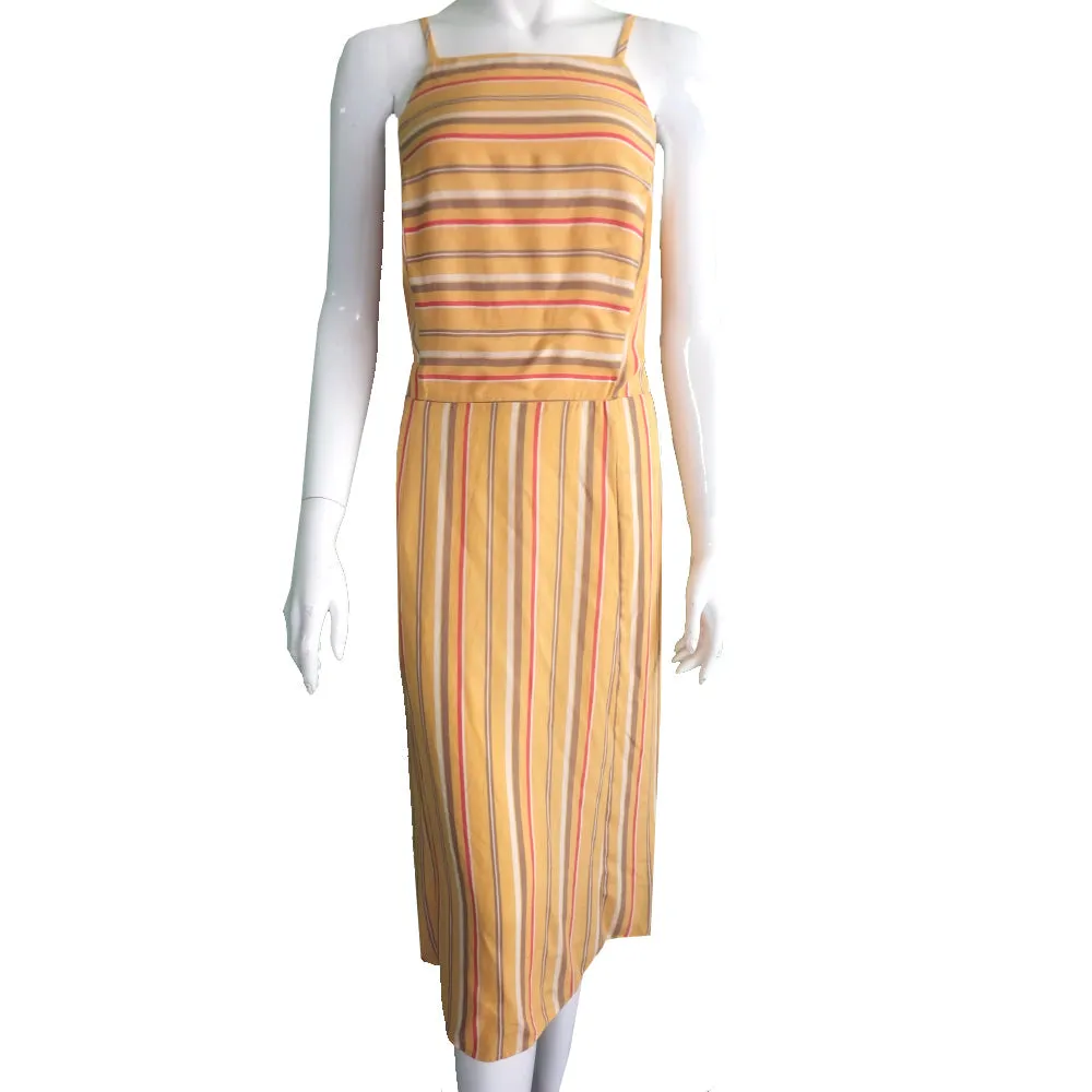 Women's A-Line Striped Dress,Yellow