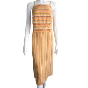 Women's A-Line Striped Dress,Yellow