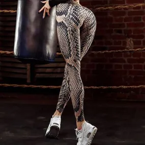 Women's Summer High Waist Workout Leggings With Snake Print
