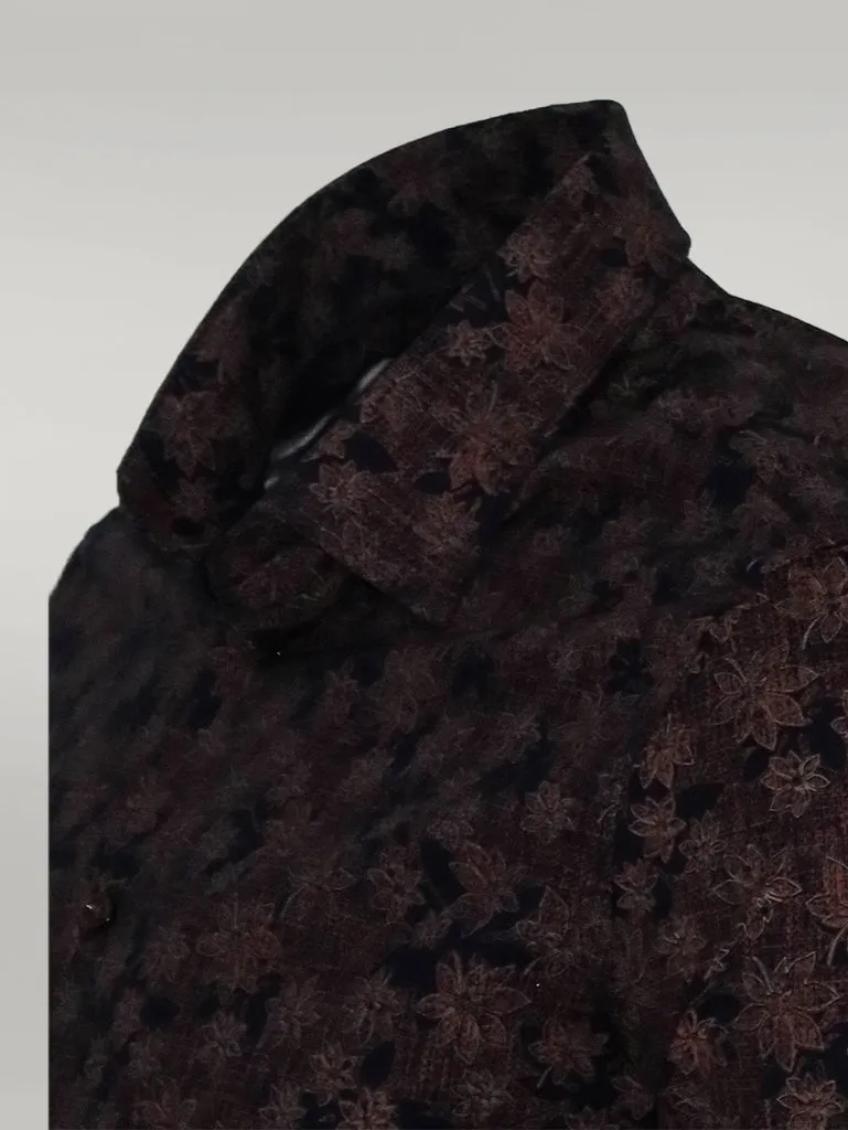 WSS Bloom Patterned Brown Slim Fit Shirt  - Singen